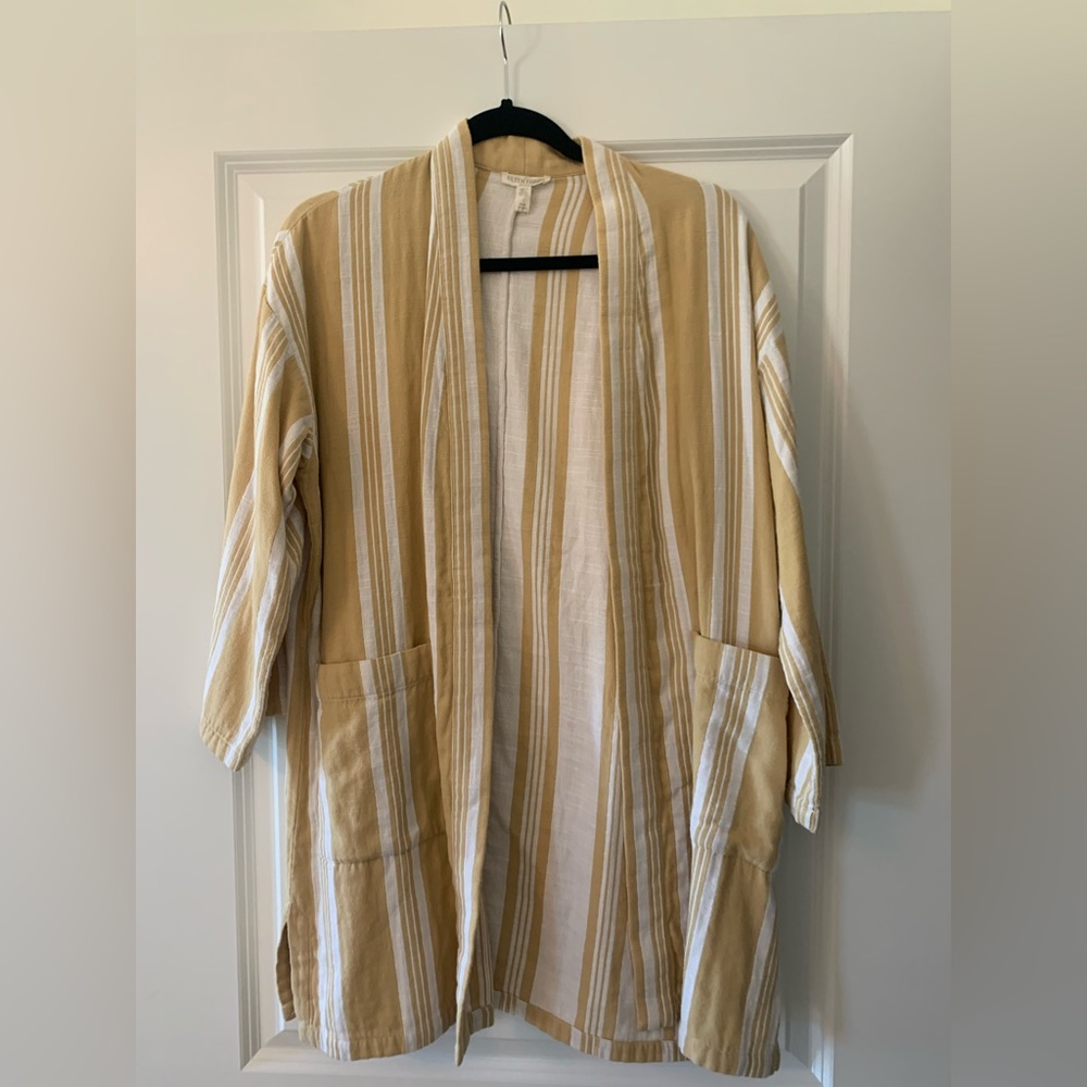 NWOT Mustard and White Striped, Cotten Jacket